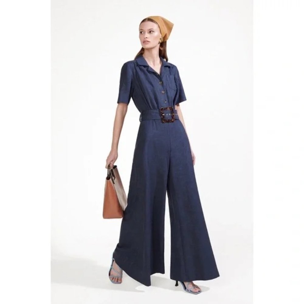 Staud  Zissou Belted Jumpsuit Navy 2